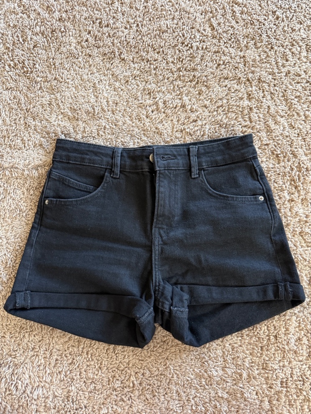 Bershka Women’s Black High-Rise Denim Shorts US 4